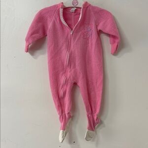 Cozy Pink Footed Fleece One-Piece for Kids 80’s 90’s